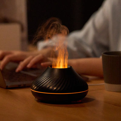 İyi fiyat Dropshipping En Yeni RGB Işık Alev Kokusu Diffuser 130Ml 3d Renkli Alev Nemlendirici Ateş Volkan Diffuser Dropshipping çevrimiçi